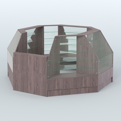 Низкий торговый остров серии Алмаз №1 малый, Ясень Анкор темный