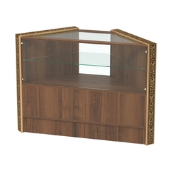 Недорогой прилавок угловой с декоративными молдингами №ПДМ-9, Орех