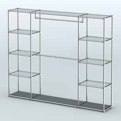 Торговая система ХРОМ без ДСП 2430 мм с прозрачными полками и поручнями №3, Темно-Серый