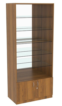 Витрина СЭСП-О №1-500 (З/C - Зеркало) со стеклянными полками, Орех
