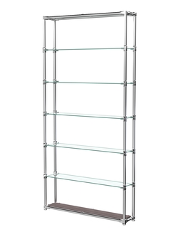 Пристенный торговый стеллаж ЛАЙТ с узкими стеклянными полками №1, Ясень Анкор темный - U31105