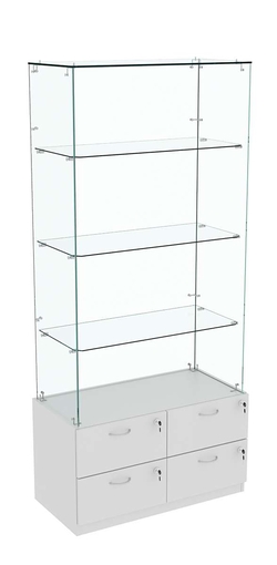 Витрина ХРУСТАЛЬ №105 прямоугольная (задняя стенка - стекло), Серый