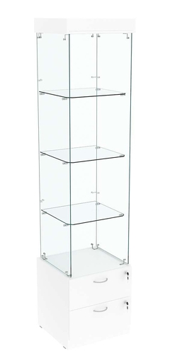 Витрина ХРУСТАЛЬ №102 стаканчик (З/C - стекло), без дверей, Белый