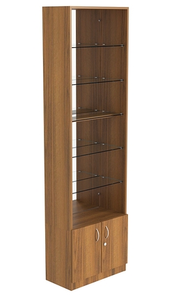 Витрина СЭСП-О №2-300 (З/C - зеркало) со стеклянными полками, Орех