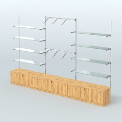 Система Neo Fix №10 с поручнями, стекловидными полками и тумбами T-11, Дуб Золотистый