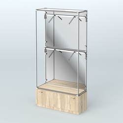 Торговая система ХРОМ (задняя стенка - зеркало) 1200 мм №3-1 с тумбой Т-11 и поручнями, Дуб Сонома