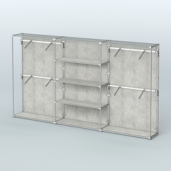 Торговая система ХРОМ (задняя стенка - ДСП) 3600 мм с полками ДСП и поручнями №5, Метрополитан Грей