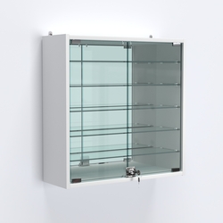 Витрина настенная №201-6А с пятью полками и зеркальной стенкой, Белый