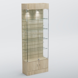 Витрина СЕТЬ №5-П с экономпанелью и полками, Дуб Сонома