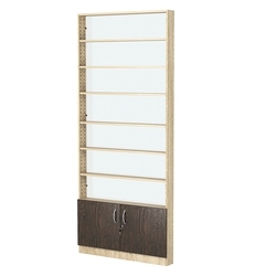 Стеллаж из ДСП с 6-ю полками 100x900 мм серии LEVEL-6 №8-1 (З/C - СТЕКЛО), Дуб Сонома + Дуб Венге