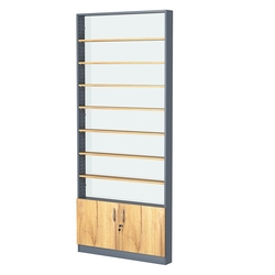 Стеллаж из ДСП с 7-ю полками 100x900 мм серии LEVEL-7 №8-1 (З/C - СТЕКЛО), Темно-серый и Дуб Золотистый