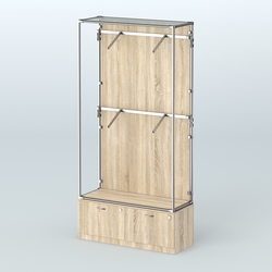 Торговая система ХРОМ (задняя стенка - ДСП) 1200 мм №3-3 с тумбой Т-15 и поручнями, Дуб Сонома