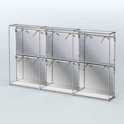 Торговая система ХРОМ (задняя стенка - зеркало) 3600 мм с поручнями №4, Ясень Анкор светлый