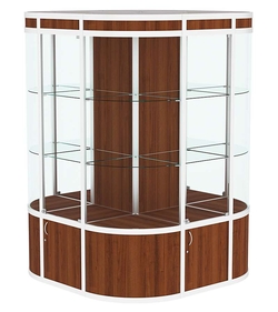 Витрина из профиля островная закругленная с секторами №1, Орех