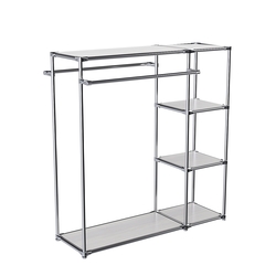 Хромированный стенд-вешало TD-41 №1-3 Хром с полками ДСП 16мм, Ясень Анкор светлый - U31104