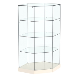 Витрина Хит продаж №13 (угловая шестигранная, закрытая, З/C - стекло), Крем Вайс