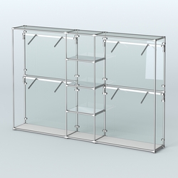 Торговая система ХРОМ (задняя стенка - стекло) 3600 мм с зеркальными полками и поручнями №8, Серый