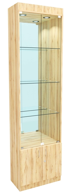 Стеклянная витрина серии Эконом № 300-3-600 (задняя стенка - зеркало), Дуб Золотистый