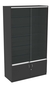 Витрина СЭСП-Z №1-1-500 (З/C - ДВП) со стеклянными полками и шторками Черный
