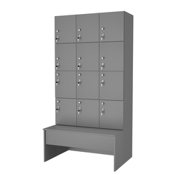 Шкаф для раздевалок сзадвижной скамейкой КОМБО-Квартет №3-2, Темно-Серый