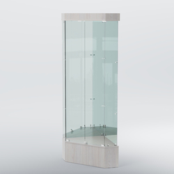 Витрина для музеев "Коллекция" №18 угловая с фризом, Ясень Анкор светлый