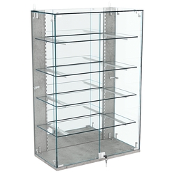 Витрина настенная НЕО №2-3 с зеркалом и четырьмя полками, Бетон Чикаго светло-серый F186 ST9