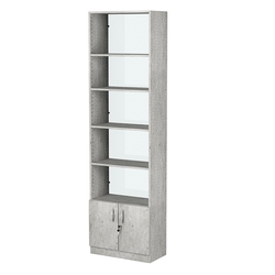 Стеллаж из ДСП с 4-мя полками 300x600 мм серии LEVEL-4 №5-1 (З/C - СТЕКЛО), Метрополитан Грей