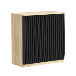 Торговый стол-прилавок широкий с планками серии ОРНАМЕНТ №20, Дуб сонома, Черный