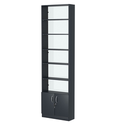 Стеллаж из ДСП с 5-ю полками 200x600 мм серии LEVEL-5 №3-1 (З/C - СТЕКЛО), Антрацит