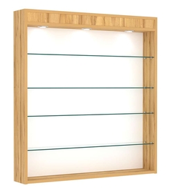 Витрина настенная №4-3Г открытая с четырьмя полками и фризом, Дуб Золотистый