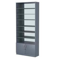 Стеллаж из ДСП с 6-ю полками 300x900 мм серии LEVEL-6 №12-2 (З/C - ЗЕРКАЛО), Темно-Серый