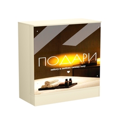 Стол-прилавок под выдачу товара со световым коробом №20, Крем Вайс