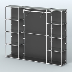 Торговая система ХРОМ (задняя стенка - ДСП) 3600 мм с зеркальными полками и поручнями №11, Черный