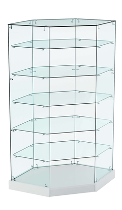 Витрина Хит продаж №514 (угловая шестигранная, открытая, З/C - стекло), Серый