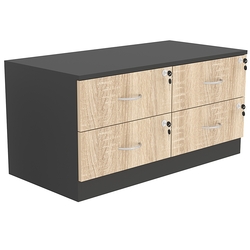 Тумба T-19 900мм (H-450мм c 4-мя выдвижными ящиками), Черный + Дуб Сонома