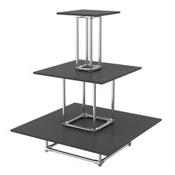 Торговый хромированный остров ПИРАМИДА №1 (полки ДСП 16мм), Черный