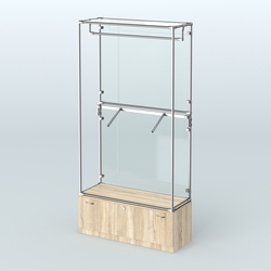 Торговая система ХРОМ (задняя стенка - стекло) 1200 мм №2-1 с тумбой Т-11 и поручнями, Дуб Сонома