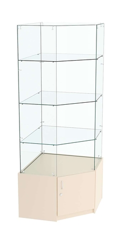 Витрина "Истра" угловая №115, пятигранная, (З.С-стекло), без дверей., Крем Вайс