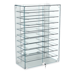 Витрина настенная НЕО №2-4 с зеркалом и девятью полками, Серый