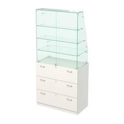 Закрытый прилавок с наклонным фасадным стеклом Селена-115, Белый