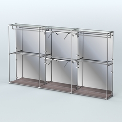 Торговая система ХРОМ (задняя стенка - зеркало) 3600 мм с поручнями №5, Ясень Анкор темный