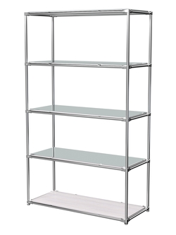 Торговый хромированный стеллаж с зеркальными полками №5, Ясень Анкор светлый - U31104