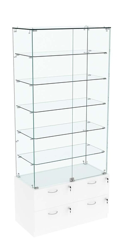 Витрина ХРУСТАЛЬ №505 прямоугольная (задняя стенка - стекло), Белый