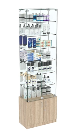 Узкая витрина с накопителем и зеркалом ИСТРА №34-600, Дуб сонома