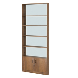 Стеллаж из ДСП с 4-мя полками 100x900 мм серии LEVEL-4 №8-2 (З/C - ЗЕРКАЛО), Орех