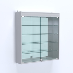 Витрина настенная №204-4А зеркальная с подсветкой, Серый