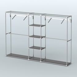 Торговая система ХРОМ без ДСП 3030 мм с полками ДСП и поручнями №12, Черный