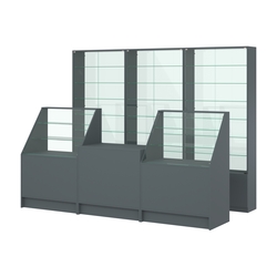 Комплект витрин с регулировочными полками NE-6 №12-1 и прилавков ЭК-7, Темно-Серый
