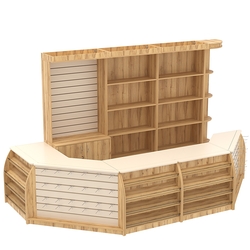 Комплект кассовой зоны со скошенным под кофемашину большой №3-1, Дуб Золотистый Крем Вайс