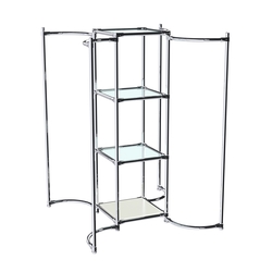 Хромированное вешало ВОЛНА №3-1 с полками стекло 6мм, Белый